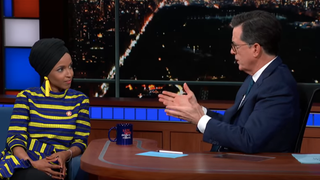 Rep. Ilhan Omar calls out Fox News, telling Stephen Colbert she's in Congress to make "good trouble"